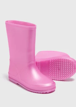 Girls Pink Pearlised Wellies (Younger 10-Older 5)