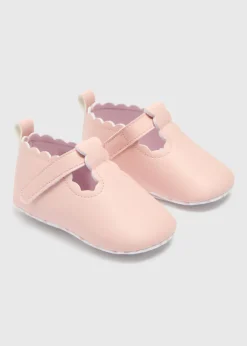 Girls Pink Scallop Edge Shoes (Newborn-18mths)