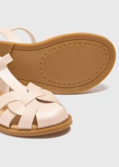 Girls Pink Shimmer Caged Sandals (Younger 10-Older 5)