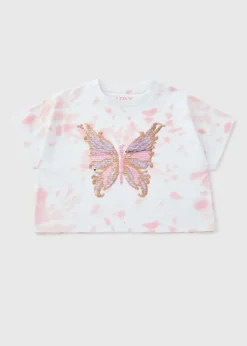 Girls Pink Tie Dye Butterfly T-Shirt (7-15yrs)