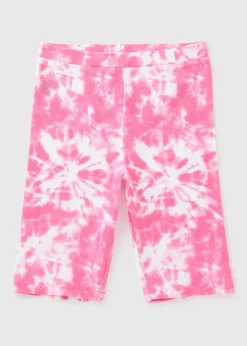 Girls Pink Tie Dye Cycling Shorts (7-15yrs)