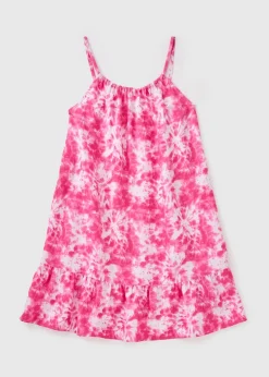 Girls Pink Tie Dye Dress (7-15yrs)
