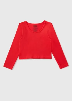 Girls Red Long Sleeve Seamless Top (7-15yrs)