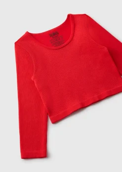 Girls Red Long Sleeve Seamless Top (7-15yrs)