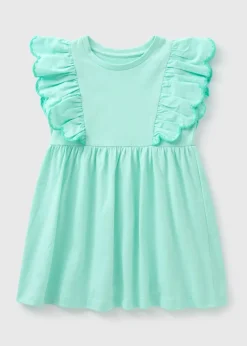Girls Turquoise Frill Trim Dress (1-7yrs)