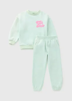 Girls Turquoise Good Days Always Sweatshirt & Jogging Bottoms Set (1-7yrs)