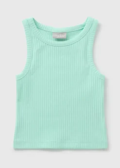 Girls Turquoise Ribbed Vest (7-15yrs)