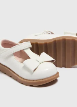 Girls White Bow T Bar Shoes (Younger 4-12)
