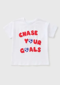 Girls White Chase Your Goals T-Shirt (1-7yrs)