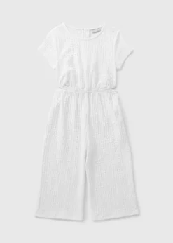 Girls White Crinkle Cut Out Jumpsuit (7-15yrs)