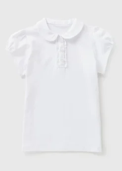Girls White Jersey School Polo Shirt (3-13yrs)
