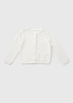 Girls White Pointelle Cardigan (1-7yrs)