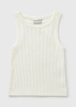 Girls White Ribbed Vest (7-15yrs)