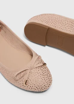 Gold Diamante Ballet Flats