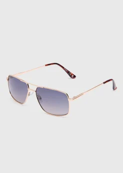 Gold Rounded Aviator Sunglasses