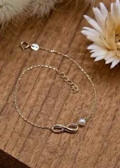 Golden Moments 9ct Gold Infinity Bracelet with Fresh Water Pearl