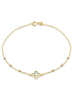 Golden Moments 9ct Silver Mother of Pearl Clover DC Bracelet