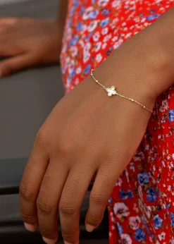 Golden Moments 9ct Silver Mother of Pearl Clover DC Bracelet