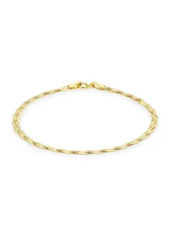 Golden Moments 9ct Yellow Gold 3Plait Fine Herringbone Bracelet