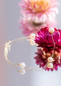 Golden Moments 9ct Yellow Gold 6mm Pearl Station Adjustable Bracelet