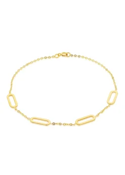 Golden Moments 9ct Yellow Gold 4.5mm x 11.5mm Paperclip Station Bracelet