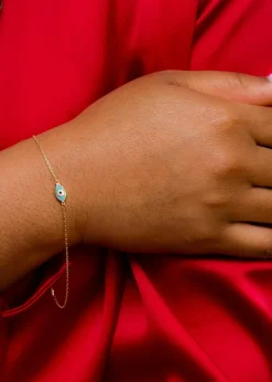 Golden Moments 9ct Yellow Gold Blue Evil Eye Bracelet