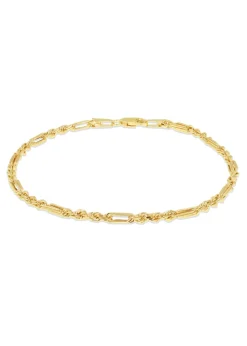 Golden Moments 9ct Yellow Gold 1.4mm Hollow Dimaond Cut Figarope Bracelet