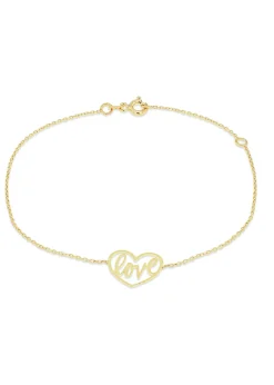 Golden Moments 9ct Yellow Gold 'Love' Heart Bracelet
