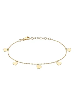 Golden Moments 9ct Yellow Gold 6mm x 6mm 5Heart Adjustable Bracelet