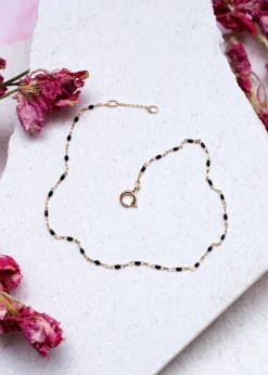 Golden Moments 9ct Yellow Gold Black Enamel Mini Paper Bracelet