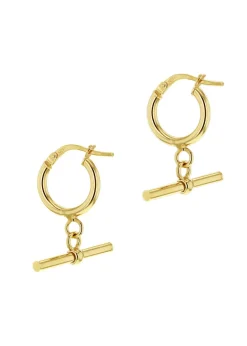 Golden Moments 9ct Yellow Gold Round TBar Hoop Creole Earrings