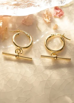 Golden Moments 9ct Yellow Gold Round TBar Hoop Creole Earrings