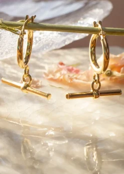 Golden Moments 9ct Yellow Gold Round TBar Hoop Creole Earrings