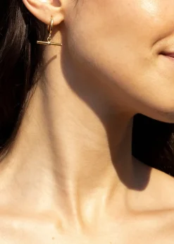 Golden Moments 9ct Yellow Gold Round TBar Hoop Creole Earrings