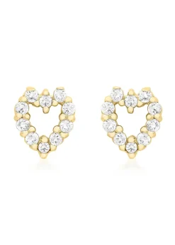 Golden Moments 9ct Yellow Gold CZ 'Heart' Stud Earrings