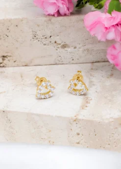 Golden Moments 9ct Yellow Gold CZ 'Heart' Stud Earrings