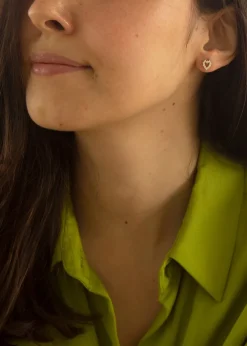 Golden Moments 9ct Yellow Gold CZ 'Heart' Stud Earrings