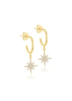 Golden Moments 9ct Yellow Gold CZ North Star Drop Stud Earrings
