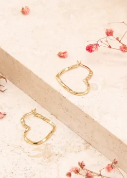 Golden Moments 9ct Yellow Gold Tube Diamond Hoop Cut Creole Earrings