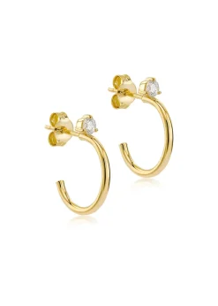 Golden Moments 9ct Yellow Gold CZ HalfHoop Stud Earrings