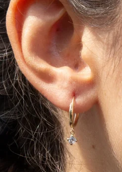 Golden Moments 9ct Yellow Gold Round White CZ Hoop Drop Earrings