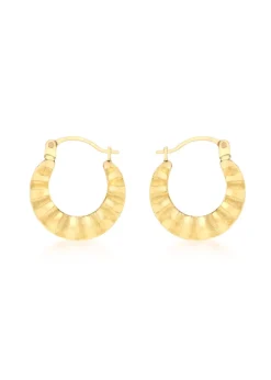 Golden Moments 9ct Yellow Gold Satin and Polished Mini Hoops