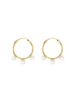 Golden Moments 9ct Yellow Gold Round Fresh Pearls Hoop Earrings