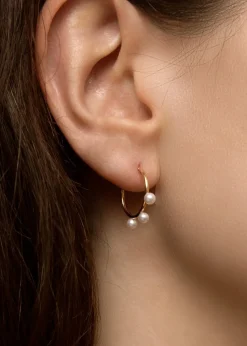 Golden Moments 9ct Yellow Gold Round Fresh Pearls Hoop Earrings