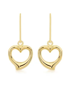 Golden Moments 9ct Yellow Gold Heart Drop Earrings