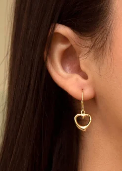 Golden Moments 9ct Yellow Gold Heart Drop Earrings