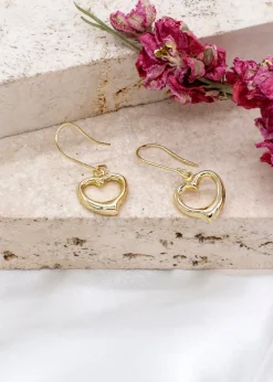 Golden Moments 9ct Yellow Gold Heart Drop Earrings