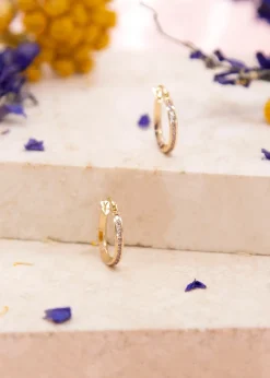 Golden Moments 9ct Yellow Gold Round White CZs Endless Slim Hoop Earrings