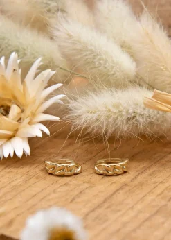 Golden Moments 9ct Yellow Gold Half Curb Huggy Earrings