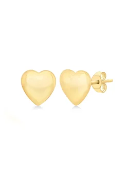 Golden Moments 9ct Yellow Gold 3D Polished Heart Stud Earrings